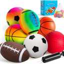 EVERICH TOY Balls for Toddlers 1-3, 7 Pcs 5" Playground Balls for Kids, Soft Rubber Small Sports Ball Set with Football, Basketball, Soccer, Indoor Outdoor Toddler Toys Games Gifts for Boys Girls