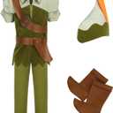 Kids Peter Pan Costume Set,Boys and Girls Peter Pan Costume,Child Halloween costume (120/S, Green)