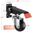 SPACEKEEPER Workbench Casters kit 720 Lbs Retractable Casters Heavy Duty Bench Caster Wheels Side Mounted Retractable Workbench Wheels Designed for Workbenches Machinery & Tables, 4 Pack