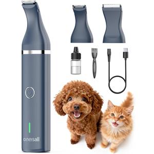 Oneisall Dog Clippers with Double Blades,Cordless Small Pet Hair Grooming Trimmer,Low Noise for Trimming Dog's Hair Around Paws, Eyes, Ears, Face, Rump (Teal)