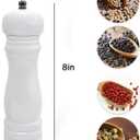 Wooden Pepper Mills Grinders, Manual Salt Pepper Grinder Refillable Wooden Mill, Rubber Wood, White (2"W x 8"H, White Color 1 Pack)