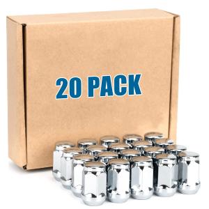 JiiinMiiin 20pcs M12x1.25 Chrome Lug Nuts, 12mmx1.25 Wheel Nuts with 19mm(3/4") Hex Tuner, 1.38" Length with Cone Seat.
