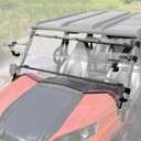3-IN-1 Flip Up Windshield for Kawasaki Teryx 800 / Teryx4 800 2016-2025 Accessories, 1/5" Hard Coated Poly Adjustable Fold Down Full Front Flip Windscreen Window, Open/Vented/Closed (Clear)