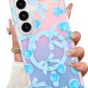 Magnetic Case for Samsung Galaxy S26 Plus 6.7 Inch, Cherry and Bows | Wireless Charging Compatible, Hard PC and Soft TPU, Iridescent Design, Anti-Scratch, Shockproof Protection, for Women