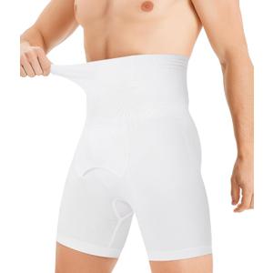 TAILONG Mens Shapewear Tummy Control Underwear Compression Shorts Slimming Body Shaper Leg Boxer Briefs (Medium, White)