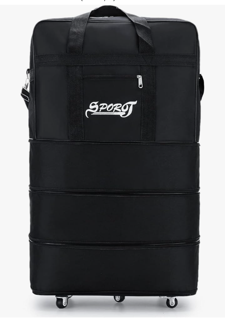 Expandable Extra Large Travel Oxford Duffel Bag with Wheels Waterproof Lightweight Traveling Foldable Suitcase (Black, L) Expandable Extra Large Travel Oxford Duffel Bag with Wheels Waterproof Lightweight Traveling Foldable Suitcase (Black, L)