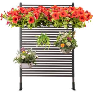 Metal Outdoor Privacy Screens Fence Screen for Outside Screen Freestanding for Patio Lawn Deck Outdoor Privacy Panels for Backyard Patio Garden Black (6 x 3FT with Feet)