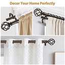 KAMANINA 1 Inch Double Curtain Rods 36 to 72 Inches (3-6 Feet) Window Telescoping Drapery Rod, Antique Bronze Heavy Duty Curtain Rods for Windows 24 to 68 Inches, Twisted Cage Finials