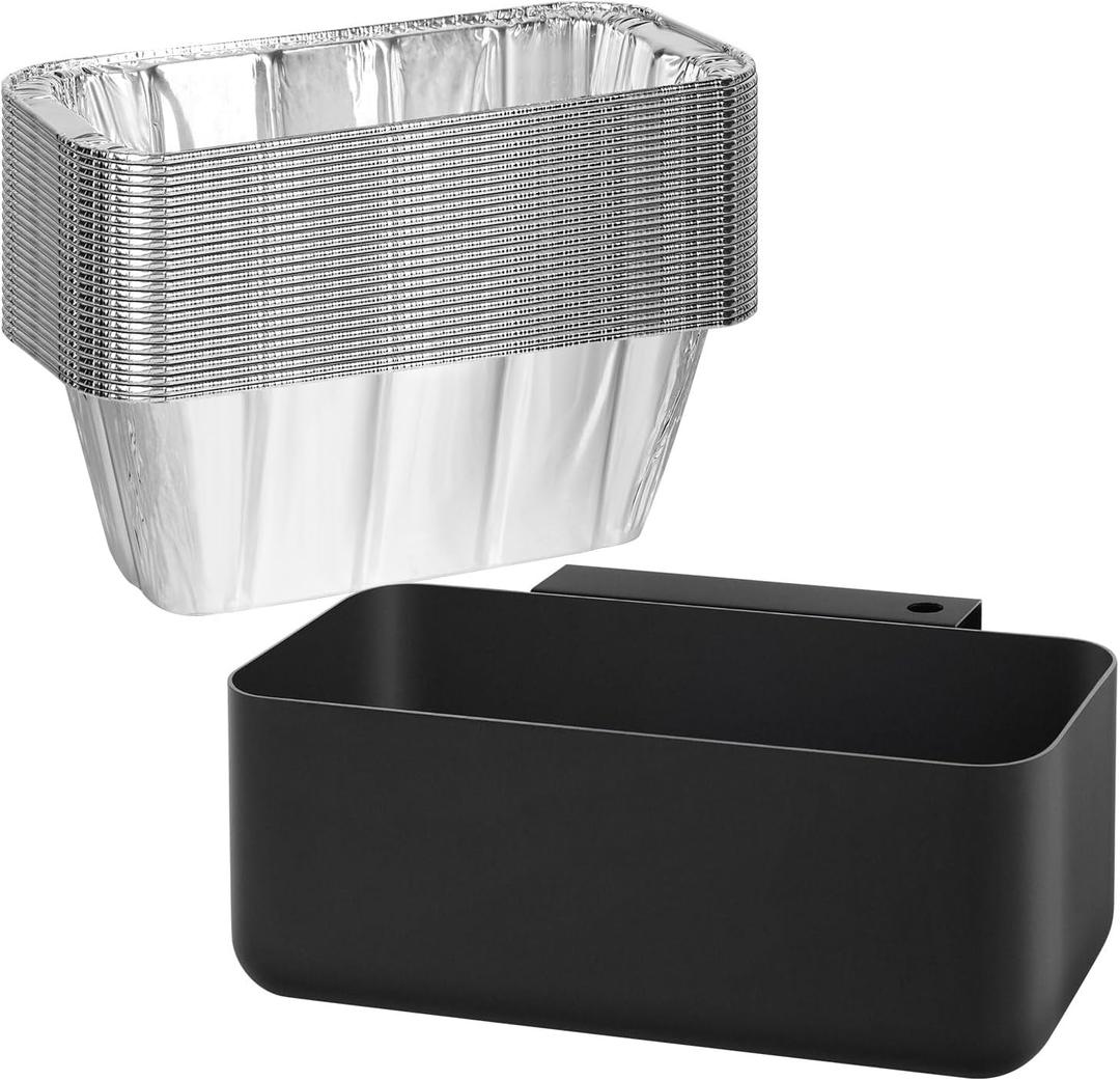 Erweicet Blackstone Grease Catcher, Blackstone Grease Trap with Pack of 24 Foil Grease Cup Liners for Griddle Drip Pans