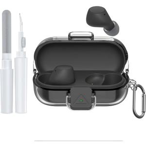 [with Safety Lock] for Sony WF-C510 Case Cover, Clear Soft TPU Protective Earbuds Case with Carabiner & Cleaner Kit Accessories Set(Clear)