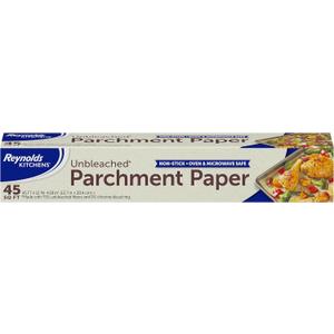 Reynolds Kitchens Unbleached Parchment Paper Roll, Non Stick Parchment Paper for Cooking and Baking, Oven Safe up to 425 Degrees, Chlorine-Free, 45 Feet x 12 Inches, 45 Total Sq. Ft.