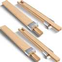Maitys 4 Pcs 16 Inches (Actually 40cm) Wooden Drawer Slides Bottom Mount Classic Center Guide Track with Metal Slide Glides Traditional Wood Drawer Rails for Dresser Replacement