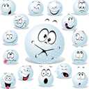Children Vibrant Cartoon Wall Decal Decoration Cute Snow Ball Funny Faces Winter Snow Dcor Holiday Gift Lasts Years and Easily Removable - Size: 40 in(W) x 40 in(H)