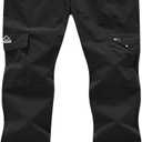 YSENTO Women's Hiking Pants Lightweight Stretch Quick Drying UPF 50 Camping Travel Work Cargo Pants 6 Pockets (Black)5XL