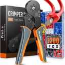 Ferrule Crimping Tool Kit, Preciva Upgrade Double & Single Ferrules Connectors, Hexagonal Ratchet Jaw Wire Crimping Pliers AWG 28-5 with 1200PCS Terminal Connector Sleeves