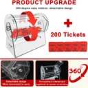 Raffle Drum, Acrylic Raffle Tickets Spinner Box with 200 Tickets, Transparent Raffle Box, Holds Approximately 2,000 Raffle Tickets, Clear Raffle Ticket Drum for Raffle, Bingo, Lottery, Balls, 10in