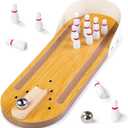 3 otters Mini Bowling Set, Wooden Tabletop Bowling Game Desk Toys Desktop Bowling Home Bowling Alleys, Desk Gifts for Coworkers, Fun Gag Gifts