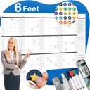 Dry Erase Calendar for Wall, 48"x74" - Undated, Reusable, Yearly - Large Whiteboard For School, Classroom & Office, Includes Markers, Eraser & Accessories