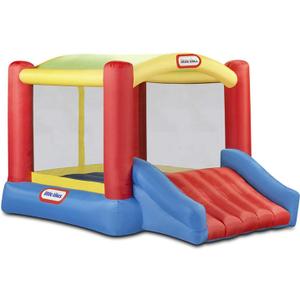 Little Tikes Jump 'n Slide Bouncer with Arched Canopy Overhead Cover, Plus Heavy Duty Blower, Stakes, Repair Patches, and Storage Bag |3-Kid Capacity, Ages 3-8 Years (144.00 L x 108.00 W x 72.00 H Inches, Multi-color)
