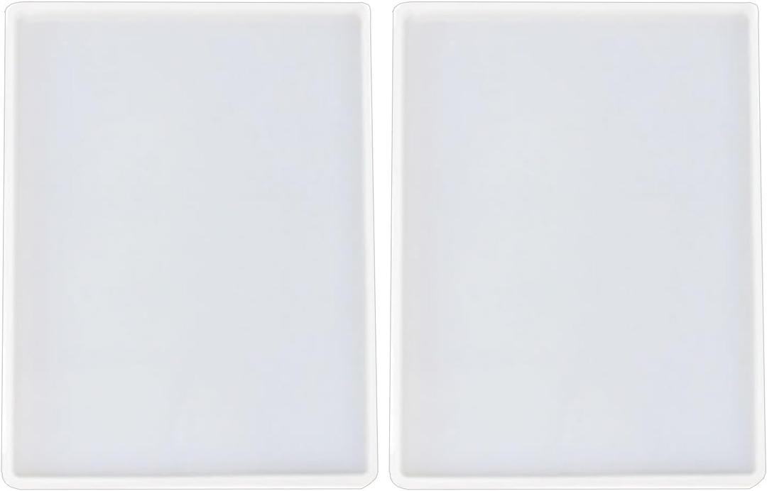 2pcs 7x5 inch Resin Tray Molds, Rectangle Silicone Molds, Flat Concrete Molds Resin Epoxy Silicone Board Molds for Resin Epoxy DIY, White