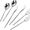 PULOTE 300PCS Silver Plastic Silverware Disposable - Heavy Duty Silver Plastic Cutlery - Disposable Utensils Set Include 100 Knives, 100 Forks and 100 Spoons for Party & Wedding