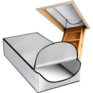 Attic Stairway Insulation Cover, Premium Energy Saving Attic Door Tent for Pull Down Stairs with Heavy-Duty Zipper, Fits 25" x 54" Opening, Easy Staple-On Install