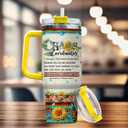 Chaos Coordinator Leopard Sunflower, Tumbler 40 Oz With Handle Lid And Straw, Chaos Coordinator Gifts, Handle Tumblers Flower Butterfly Yellow Coffee Women For Floral Black