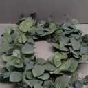 Idyllic Eucalyptus Leaves Wreath Metal Polyester Green Wreath 14 Inches for The Front Door Dcor, 1 Pack