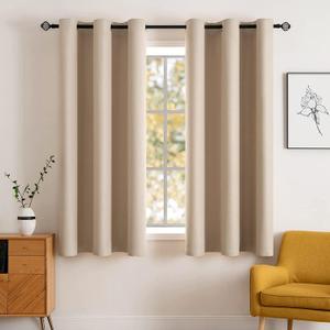 MIULEE Room Darkening Curtains Thermal Insulated Drapes Solid Window Treatment Set Grommet Top Light Blocking Blackout Curtain for Living Room/Bedroom 2 Panels 42 x 63 inch Beige