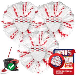 [2026 New Version] Mop Head Replacement - 40% More Cleaning Power, 3 Pack Spin Mop Replacement Head for Easy Wring 1-Tank System, Easy Cleaning, Microfiber and Machine Washable