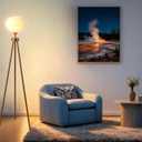 Fiqevs Flower Floor Lamp, Art Decor Gold Mid Century Modern Standing Lamp, Tripod Tall Lamp for Living Room & Bedroom, Home Office - Antique Brass