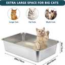 Homegroove XXXL Stainless Steel Litter Box, 28"x20"x8" Large for Big Cats
