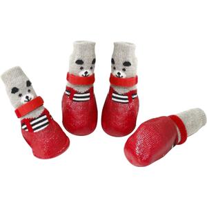 Dog Socks Boots Shoes for Cats - Non-Slip Soles, Adjustable Paw Socks - Fit for Indoor/Outdoor Use (Large, Red)