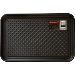 All-Weather Indoor/Outdoor Boot Tray - Weather-Resistant Hard Plastic Shoe Mat with Raised Edge for Entryways, Decks, and Patios by Stalwart (Black)