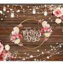 Dudaacvt 10x8ft Mother's Day Backdrop Mother's Day Brown Wooden Plank Backdrop Mother's Day Floral Photography Background Mother's Day Party Backdrop D667
