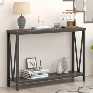 FOLUBAN Console Table for Entryway, Modern Sofa Table Behind Couch, Narrow Entry Table for Hallway, Living Room (Industrial, Dark Gray)