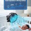 FRIZCOL 12000mAh 8 Inch Portable Clip On Fan Rechargeable, Battery Operated Desk Fan, Camping Fans with lights and Remote, USB Fans Sturdy Clamp for Golf Cart Desk Office Stroller Bedroom Tent (BLACK)