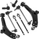 8-Piece Front Suspension Kit Complete Full Set - Lower Control Arms, Tie Rod Ends, Sway Bar Links - Compatible with 2006-2011 Ford Focus (Replaces K80408, K80407)