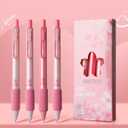 4+10 Pcs Gel Ink Pens Retractable Pens Cute Pen 0.5mm Ballpoint Pen Office School Supplies for Girls Boys Women Men, Age 6+ (Pink)