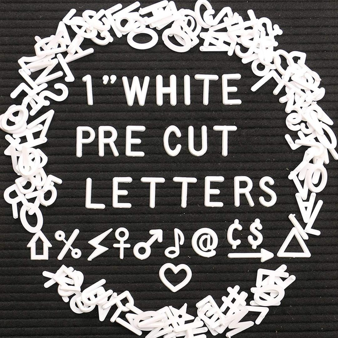 Letters for Letter Board Letters Only, 1 inch White Message Board Letters Felt Letter Board Sign Accessories (378 pcs), 1 Pre Cut Plastic Letterboard Letters Numbers Changeable Menu Board Replacement