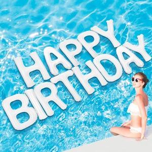Shappy 20'' Happy Birthday Pool Large Floating Letter Balloons with Adhesive Dots Inflatable Pool Decorations for Summer Birthday Party