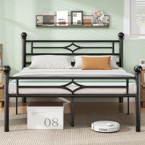 BedsPick Twin Bed Frame with Headboard and Footboard, Metal Platform Bed Frame with Round Corner Ball, 800 LBS Heavy Duty Steel Slats Support, No Box Spring Needed/Noise-Free/Easy Assembly, Black