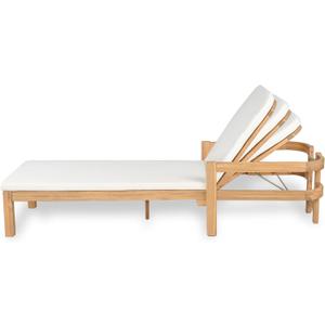 Christopher Knight Home Kayas Acacia Wood Chaise Lounge with Adjustable Backrest, 77.5" Outdoor Sun Lounger with Cushion, Patio Lounger Recliner Chair for Poolside Lawn, Light Teak+Cream, 