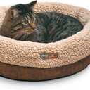 K&H Pet Products Heated Cat Bed Indoor, Thermo-Snuggle Cup Bomber Soft Heated Pet Bed for Large Indoor Cats and Small Dogs, Machine Washable, Waterproof Heated Pad, Safety Listed - 18x14in Chocolate