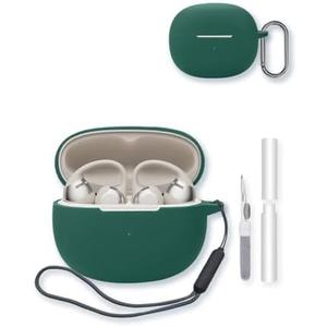 Case for SHOKZ OpenDots ONE Earbuds,Soft Protective,BOVUGAC Silicone Case Cover with Keychain & Cleaning Kit & Lanyard for SHOKZ OpenDots ONE Accessories-Green