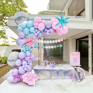 Pink and purple blue balloon garland arch kit 130pcs disco ball balloon for girl Music Fans Birthday Popular Song star Birthday Party Decor