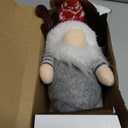 Aoutrow 2 Pack Christmas Gnome Stocking Holders, 11 Inches Plush Elk Gnomes Figurines Hanging Hooks for Stockings, Metal Stocking Hangers for Fireplace, Mantle, Shelves Christmas Decorations