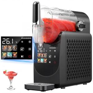 Slushie Machine No Ice Needed, Auto-Clean, Slushy Machine for Home, 220W Quick Frozen Drink Maker with 6 Preset Programs for Margaritas, Frapps, Milk Shake and More, LED Display, Black, 88oz (EXP 08/18/26)