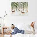 NATSUNO Winter Christmas Deer Tapestry, Rustic Christmas Wall Tapestry for Bedroom, Winter Snowy Forest Xmas Deer Tapestries Wall Hanging for Home Bedroom Living Room Decor, 50x60 Inches