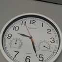 8 Inch White Wall Clock, Sweep Silent Movement Accurate Clocks with Temperature & Humidity, Decorative for Kitchen/Living Room/Bedroom/Office/School/Classroom